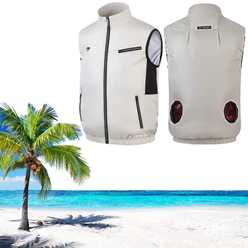 Cooling Vest Air Conditioner Clothes Breathable Sleeveless Workwear 3 Gear Wearable Cooling Fan Vest for Summer Camping Fishing