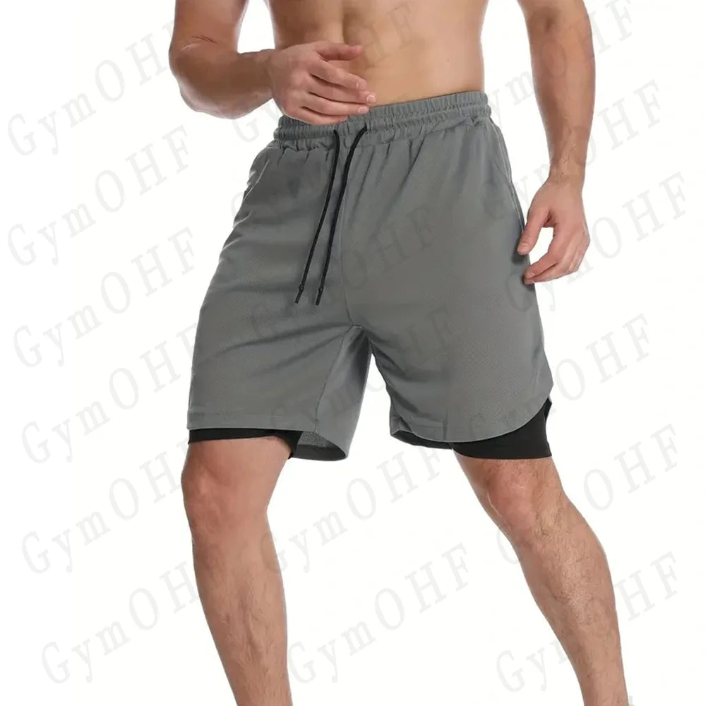 LONSDALE Men's Pattern Printed Fitness Shorts Double Layer 2-in-1 Fast Drying Fitness Outdoor Leisure Training Sports Shorts
