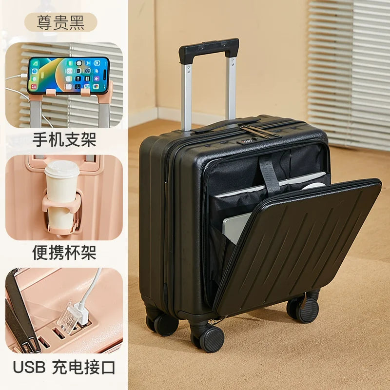 18 inches Suitcase Light Weight Suitcase Large Capacity Travel Case Spinner Wheels Suitcase Small Luggage Compartment