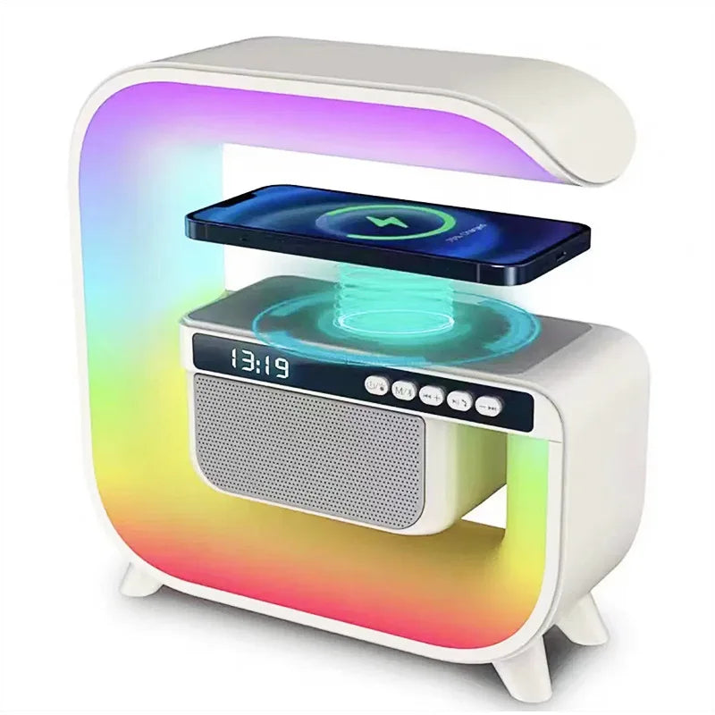 Multifunction Wireless Bluetooth Speaker Charger Pad Stand TF RGB Night Light Fast Charging Station for Mobile Phone Speaker