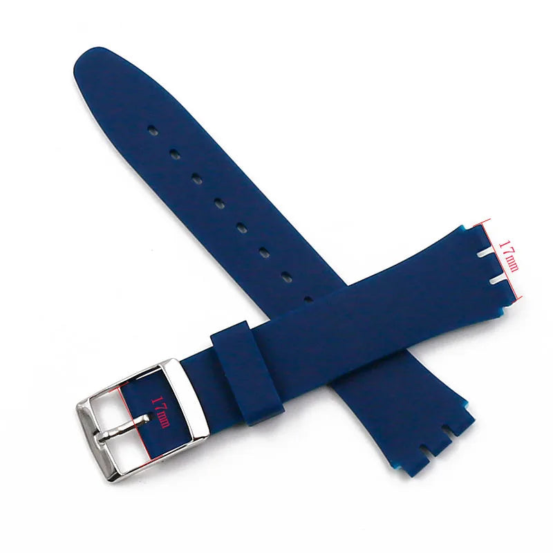 17mm 19mm silicone watch band compatible for Swatch Suob704 Suow701 Gw164 Gb274 sports rubber watch strap wristband bracelet