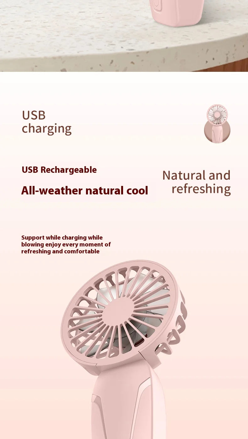 Portable Handheld Small Fan ABS Lightweight Cute Appearance USB Rechargeable Mini Fan For On Go Cooling Portable Mini Pocket Fan
