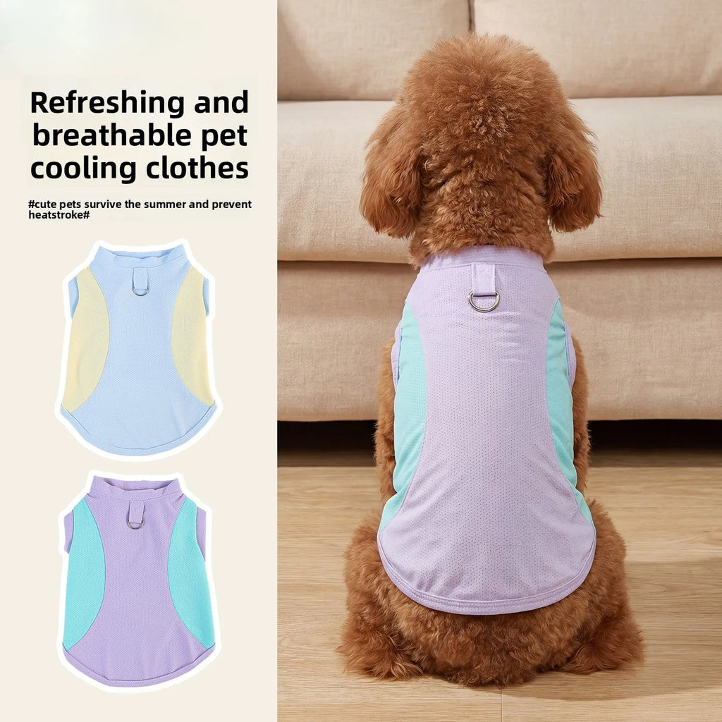 Dog cooling vest - summer sun protection, lightweight color block design, pet tank top, ice-cooling, breathable pet apparel