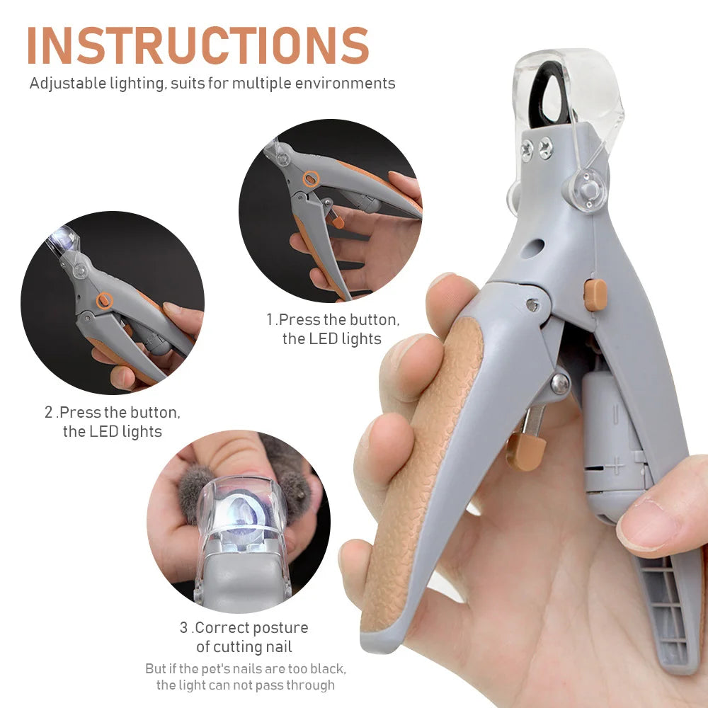 LED Light Pet Nail Clippers for Cats And Dogs 5x Magnification Dual-Sided Clipper for Trimming Nails And Claws