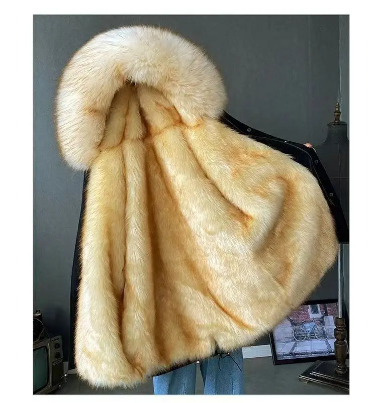 Winter Men Parka Warm Coat Men Wool Liner Jacket Long Hooded Jacket High Quality Raccoon Fur Collar