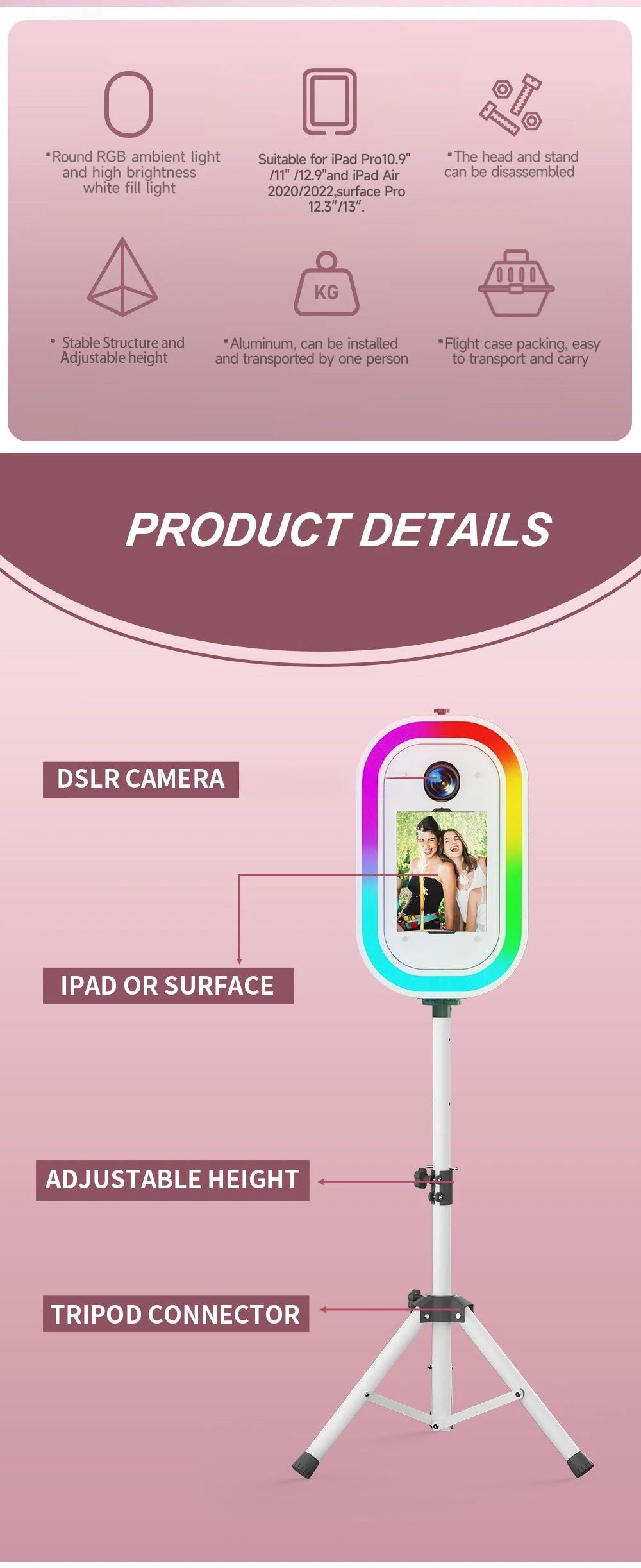 Light Emitting Diode RGB Color Changing Easy to Set Up Photo Booth Vending Machine