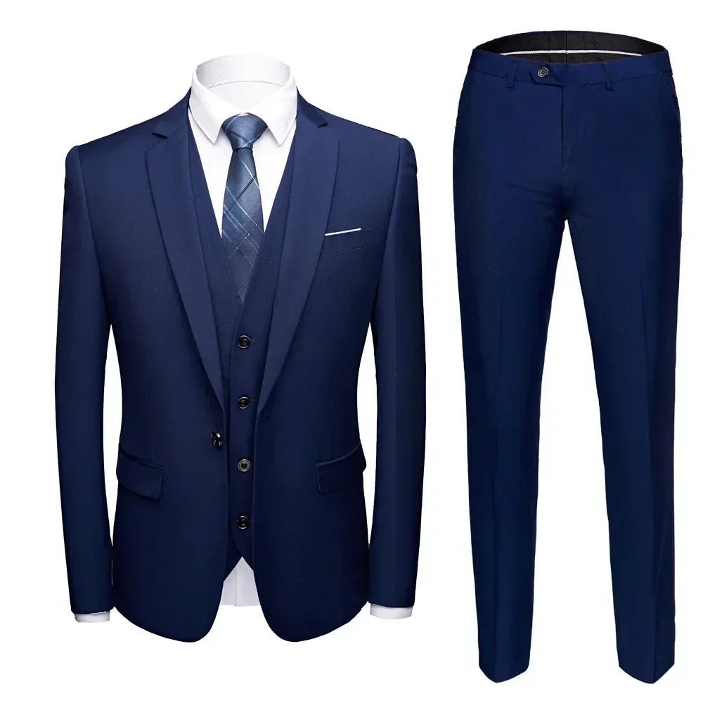Suits For Men 3 Pieces Set Elegant Wedding  Fashion Classic Full Jackets Vest Pants Blazers Outfit 2025 Formal Costume
