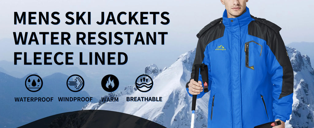 TACVASEN Men's Winter Ski Jackets Waterproof Fleece Coats Insulated Thermal Snowboard Jacket Parka Raincoat with Hood Man Parka