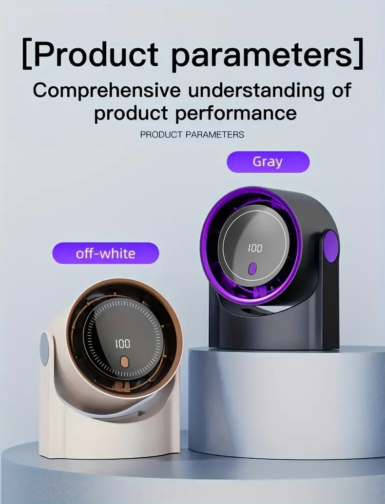 Portable Air Circulator Fan 1200mAh Desktop Rechargeable Fan 100-speed Wind Angle Adjustable for Home Outdoor Travel with Timing
