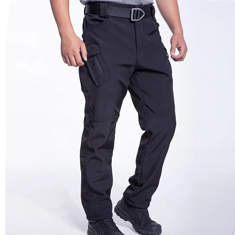 Men's Fleece Lined Winter Warm Tactical Pants Waterproof Hiking Casual Thermal Work Cargo Pants Insulated Skiing Outdoor Sports