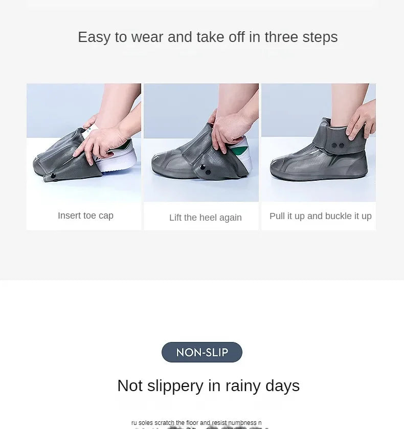 Waterproof Shoe Cover Silicone High Top Rain Boots Cover Non-slip Shoes Protector Outdoor Reusable Thickened Footwear WaterShoes