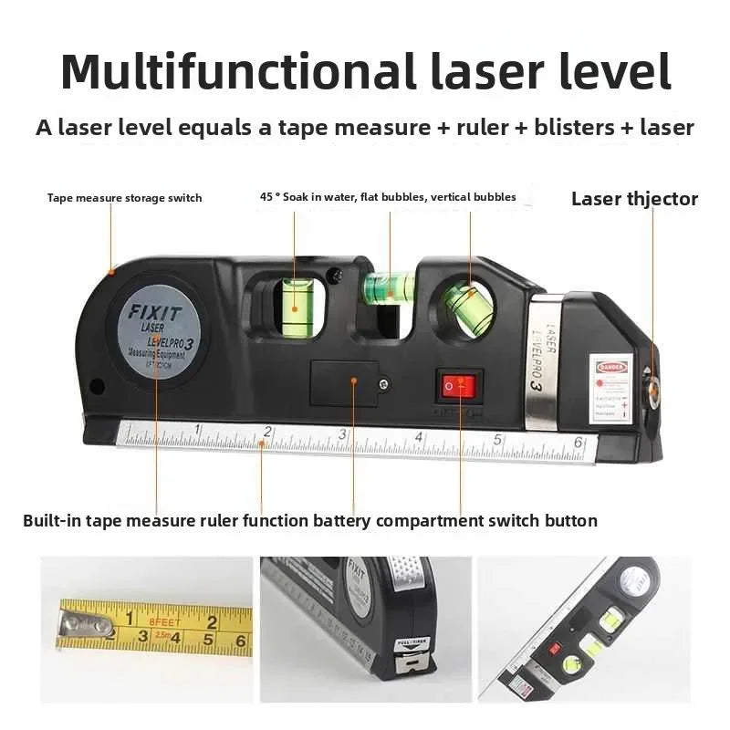 4 in 1 Measure Infrared Laser Level Machine Self Leveling for Woodworking Tools with Cross Line and Solo Leveling