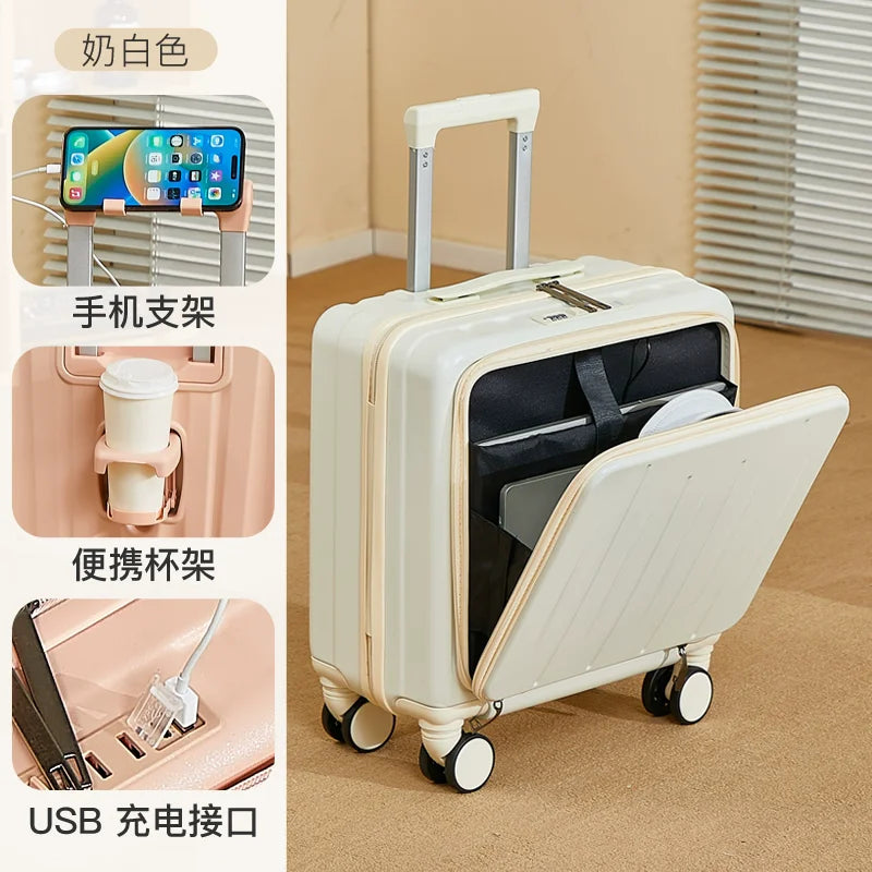 18 inches Suitcase Light Weight Suitcase Large Capacity Travel Case Spinner Wheels Suitcase Small Luggage Compartment