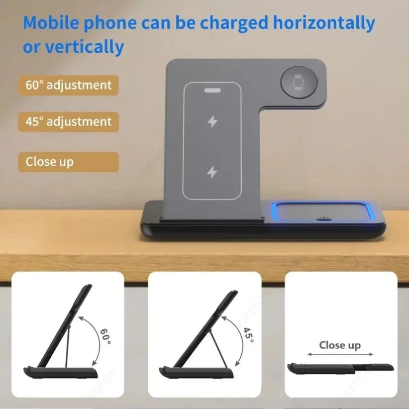3 In 1 Foldable Wireless Charging Station for iPhone 12-17 Pro Max iWatch Ultra Airpods Pro Fast Charger Stand Dock