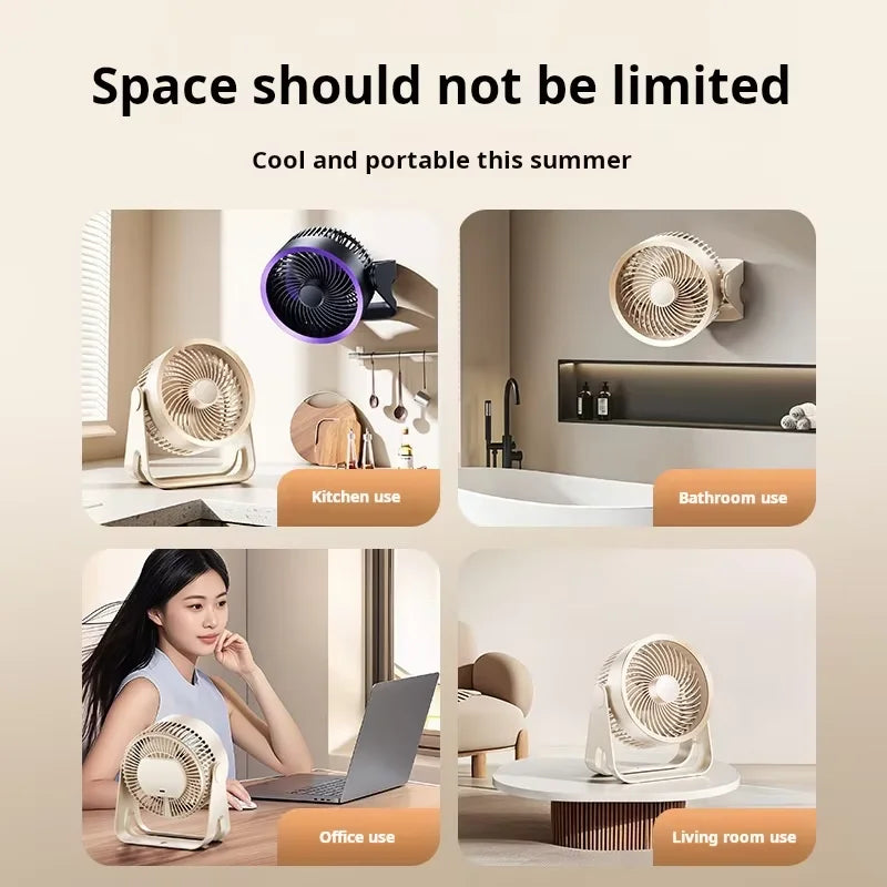 Cordless Electric Fan 3600mah Wireless Portable Air Circulator Fan Desktop Wall Ceiling Air Cooling Cooler Quiet Ventilator