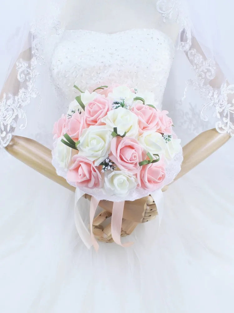YO CHO Royal Blue Color Wedding Bridal Bouquet Artificial Flowers Blue Wedding Bouquet for Bridesmaids