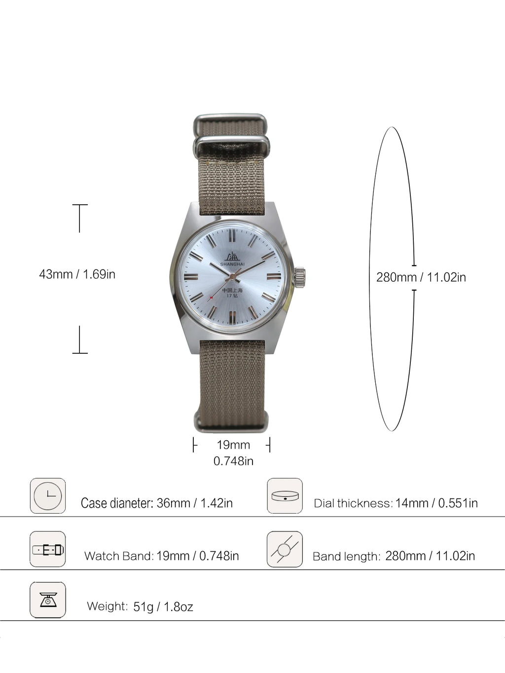 Shanghai 7120 Hand-Wind Mechanical Watch Men 36mm Retro Business Timepiece Classic Chinese Mechanical Watches