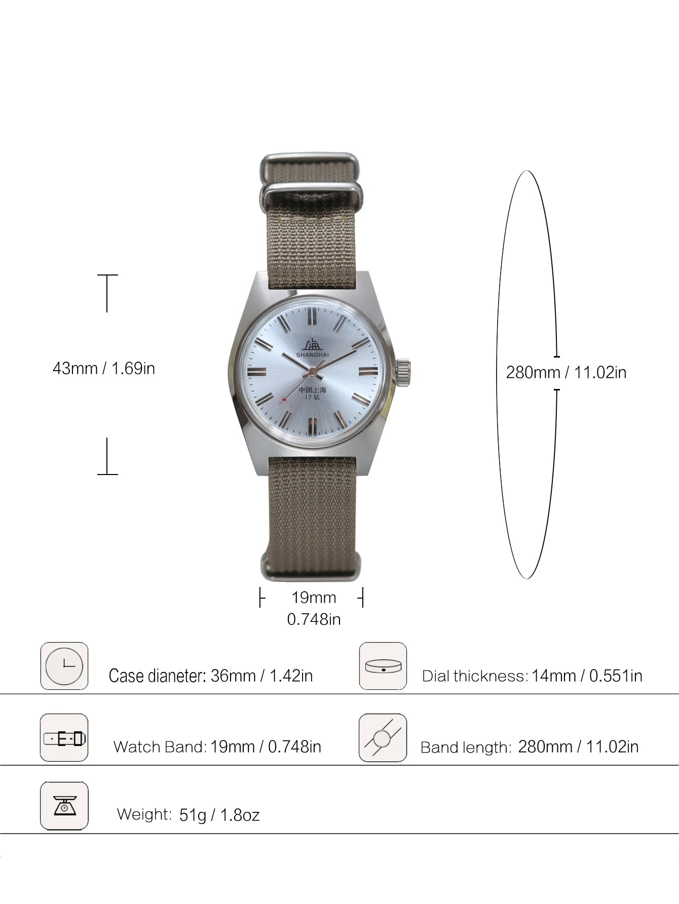 Shanghai 7120 Hand-Wind Mechanical Watch Men 36mm Retro Business Timepiece Classic Chinese Mechanical Watches