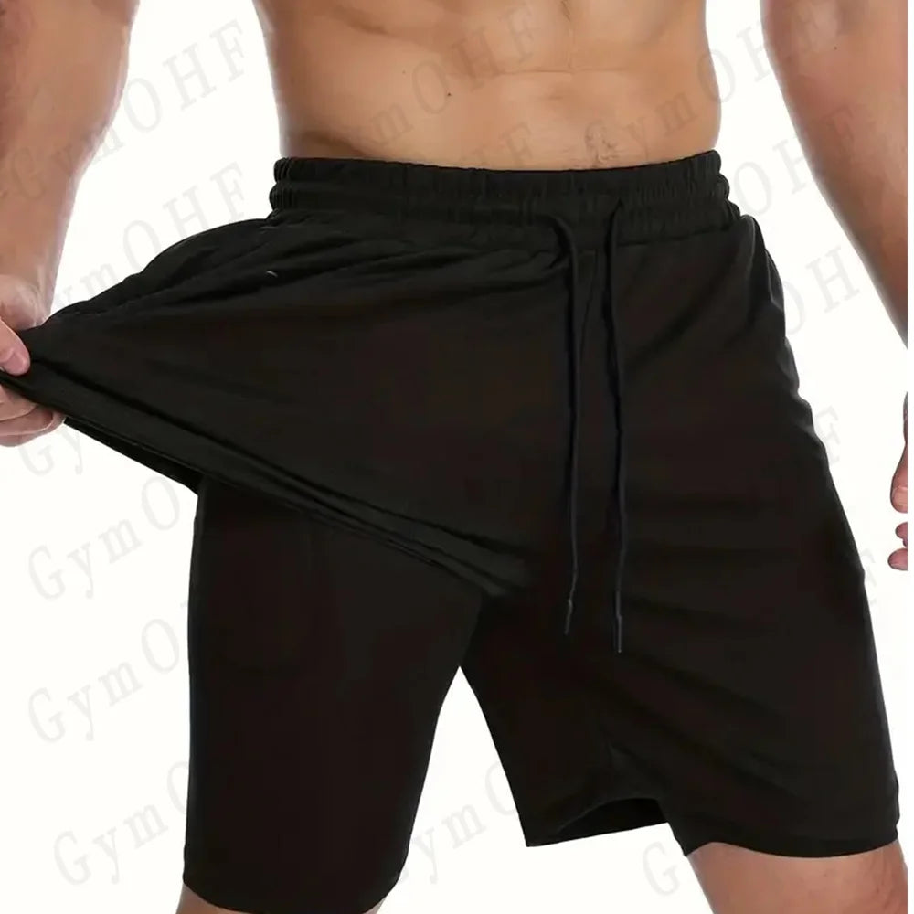 LONSDALE Men's Pattern Printed Fitness Shorts Double Layer 2-in-1 Fast Drying Fitness Outdoor Leisure Training Sports Shorts