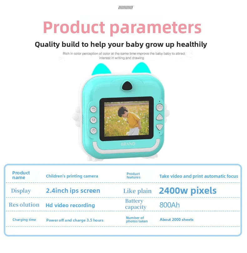Children Camera Instant Print Mini Digital Video Camera for Kids   HD Screen APP Connect children's digital camera toys as gifts