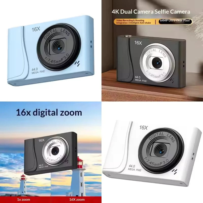 4K Digital Camera 24 Million Pixels Children Camcorder 16x Zoom Compact Cameras Auto Focus for Kids Adult Beginners Photograph
