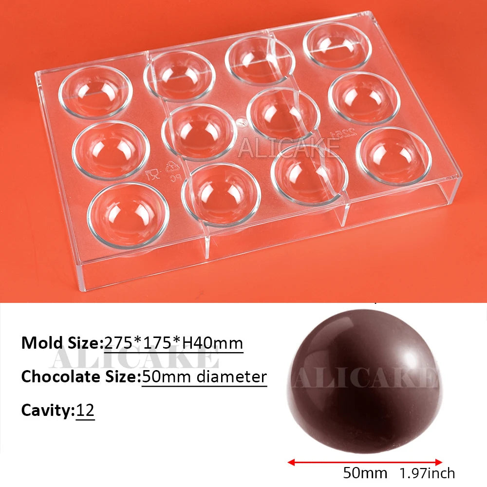Chocolate Mold Polycarbonate Sphere Diamond Chocolate Bonbons Candy Bar Bakery Confectionery Baking Pastry Tools