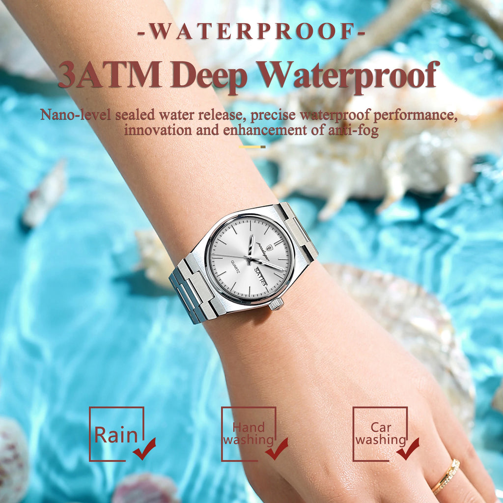 POEDAGAR Exquisite Watches For Women Waterproof Luminous Date Week Ladies Watch Stainless Steel Luxury Woman's Quartz Wristwatch