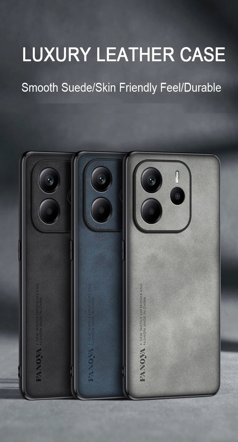 For Xiaomi Redmi Note 14 5G Skin Feel Shockproof Matte Leather Case Soft Back Cover Funda For Redmi Note 14