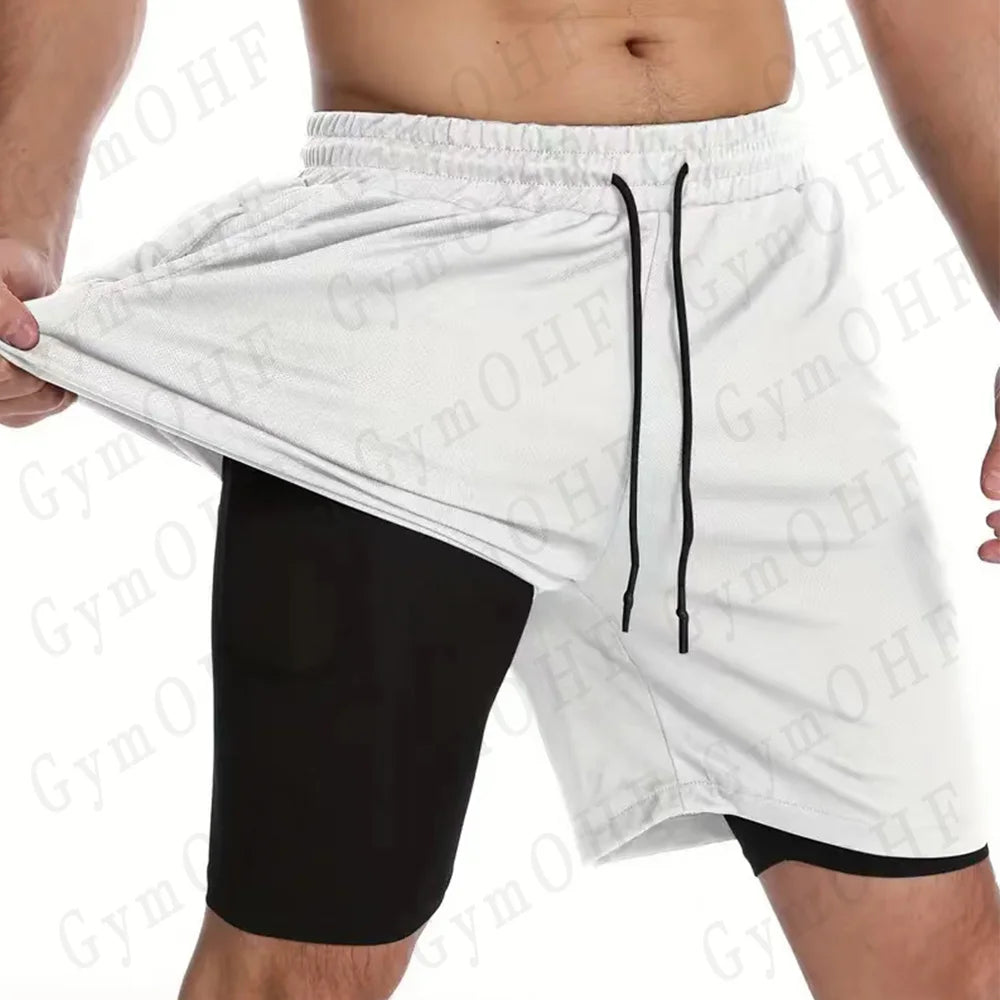 LONSDALE Men's Pattern Printed Fitness Shorts Double Layer 2-in-1 Fast Drying Fitness Outdoor Leisure Training Sports Shorts