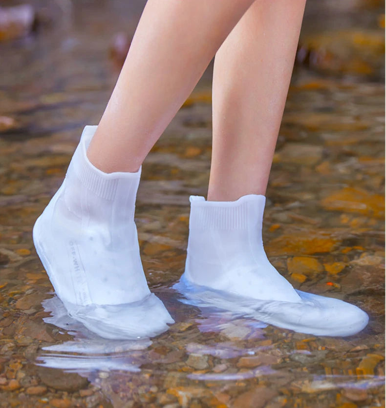 Waterproof Silicone Shoe Cover High Top Rain Boots Cover Non Slip Overshoes Unisex Rubber Water Resistant Footwear Rainy Day