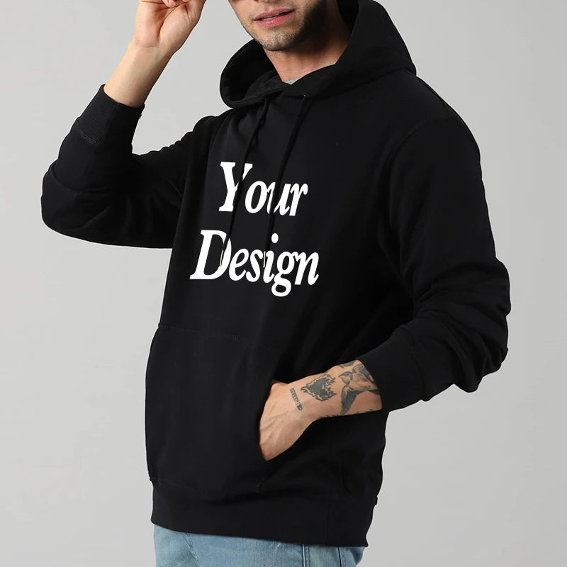 Custom Hoodie Print Embroidery Photo Text Brand Logo Autumn Winter Warm Thick Fleece Hoody Sweatshirt Men Women Customized Coat