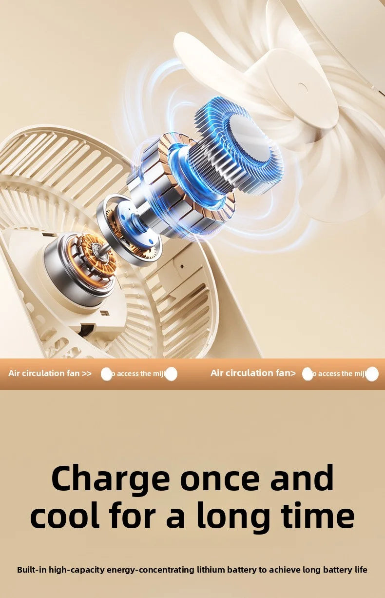 Cordless Electric Fan 3600mah Wireless Portable Air Circulator Fan Desktop Wall Ceiling Air Cooling Cooler Quiet Ventilator