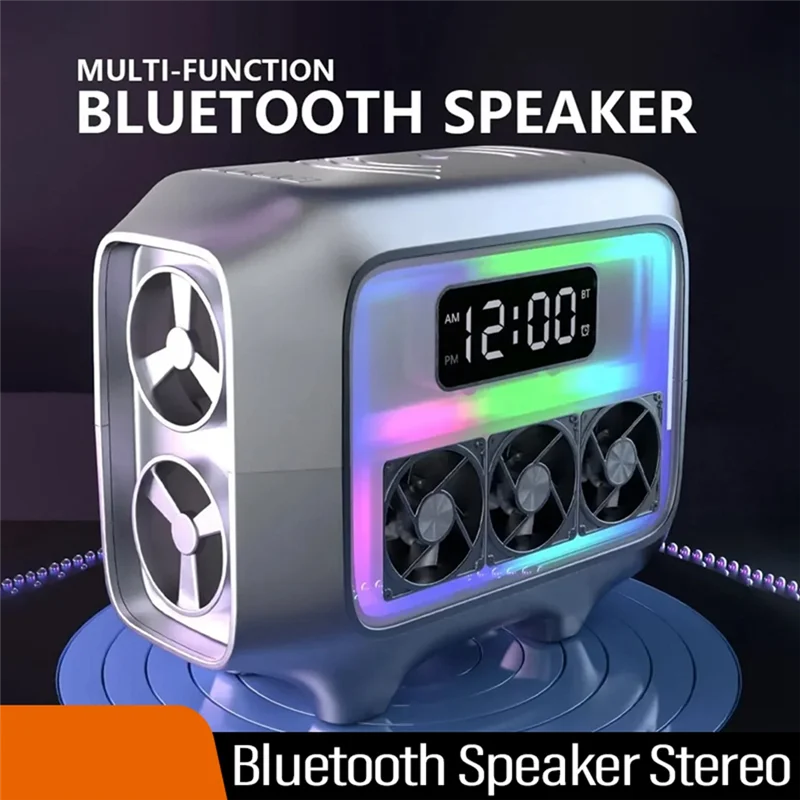 FAST-Bluetooth Speaker Stereo Loudspeaker Wireless Charger Pad Led Light Alarm Clock Fast Charging Station For Smartphone
