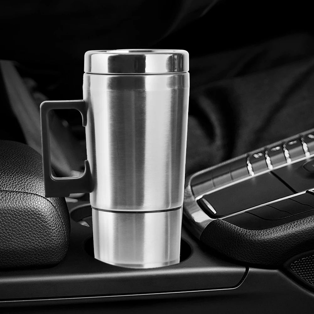 Car Electric Heating Cup Stainless Steel Camping Travel Kettle Vehicle Heating Cup Water Coffee Milk Thermal Mug 12V 450ml/300ml