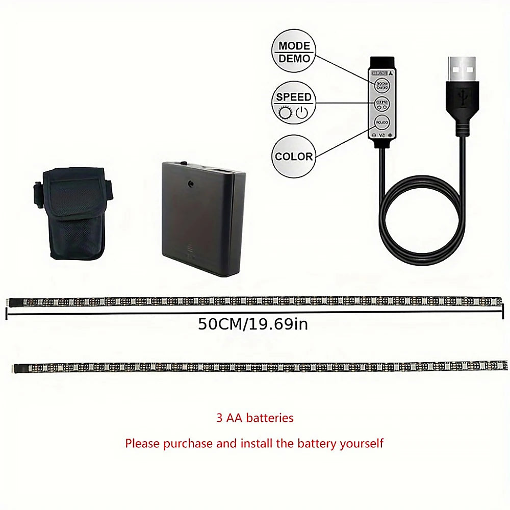 Waterproof Scooter LED Strip Skateboard Bike Flexible Diode Tape Electric Scooter Safety Night Riding Light Lamp Christmas Gift