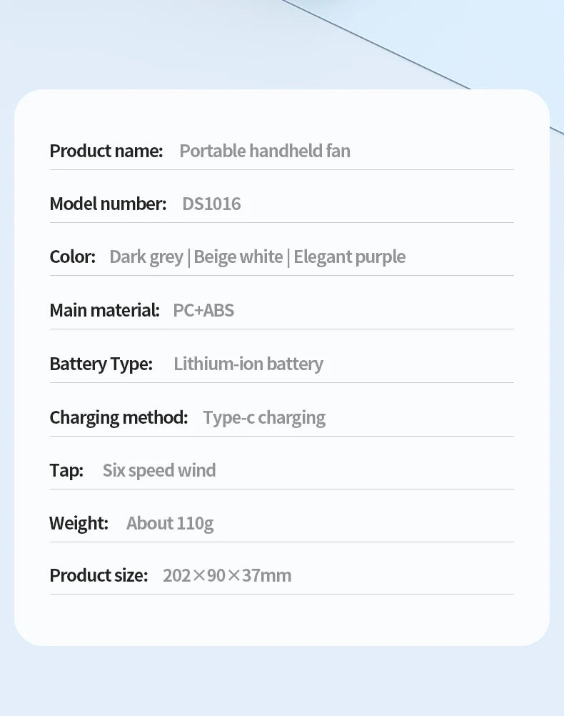 Portable Handheld Fan Mini USB Fan With 6 Speeds and Digital Display Foldable 3-in-1 Handheld Neck and Desktop Fan For Outdoor