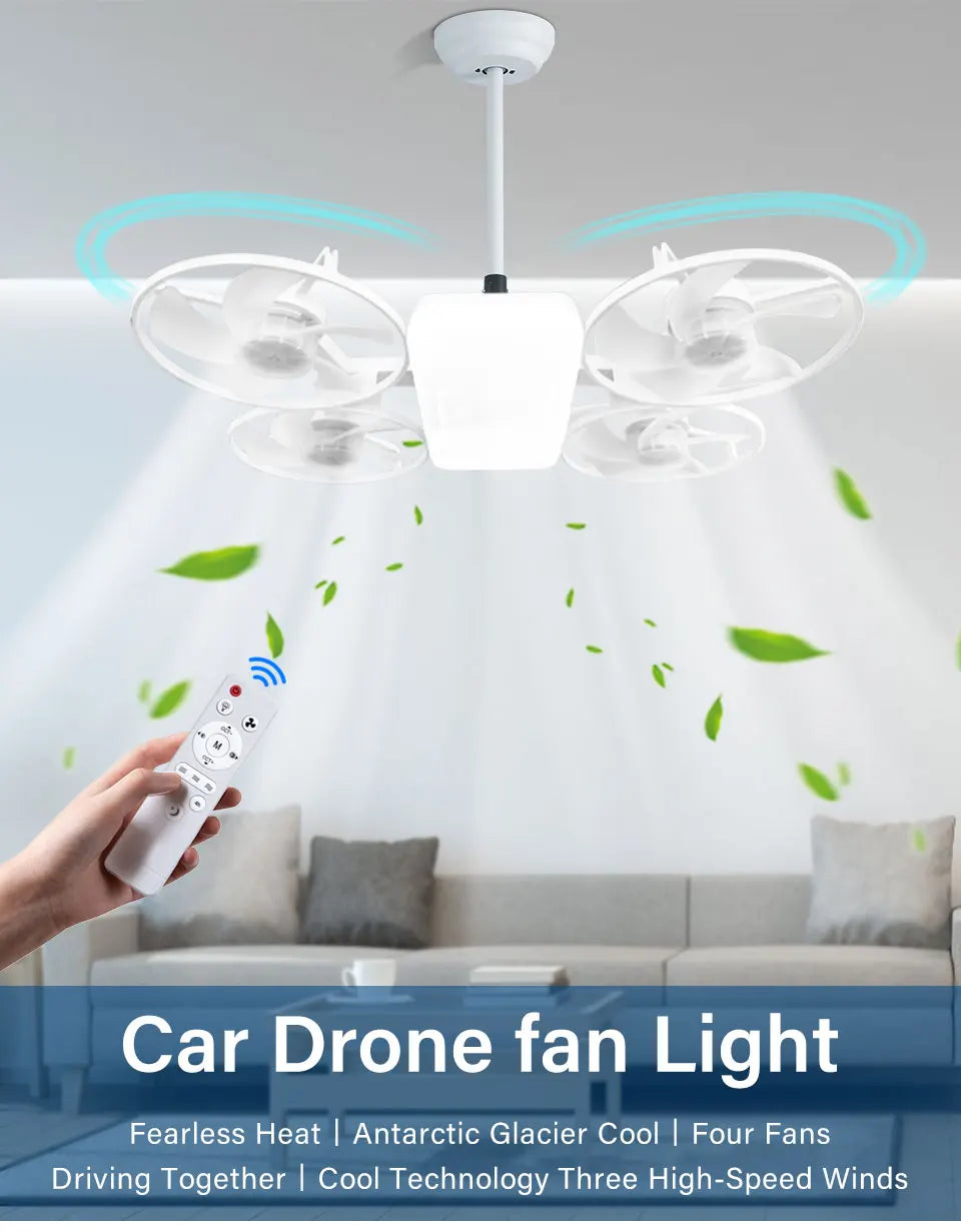 2 in 1 LED E27 Ceiling Fan Light AC 110-220V with Remote 3 Color Temp 3 Speeds Dimmable Adjustable for Bedroom Home Restaurant