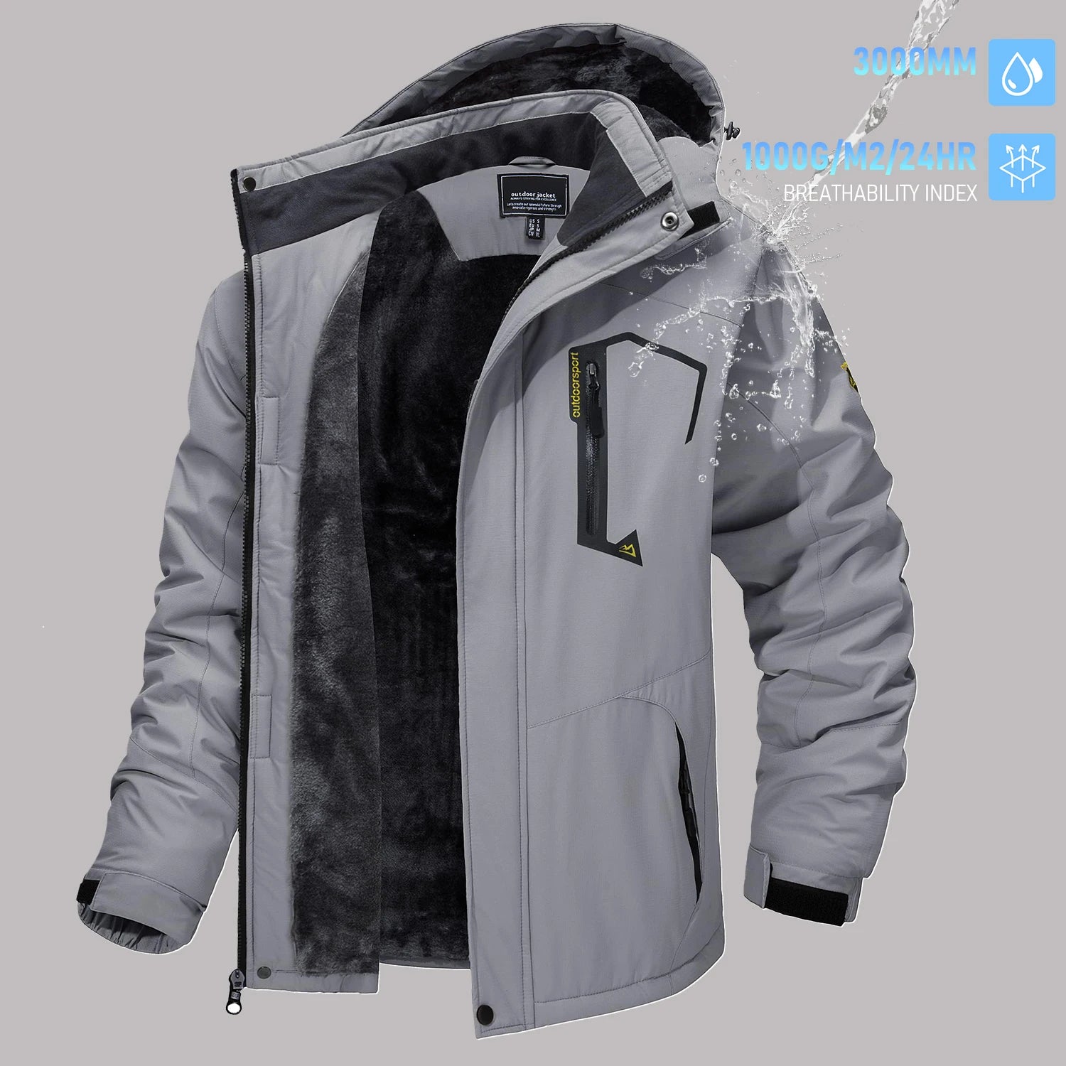 TACVASEN Men's Winter Ski Jackets Waterproof Fleece Coats Insulated Thermal Snowboard Jacket Parka Raincoat with Hood Man Parka