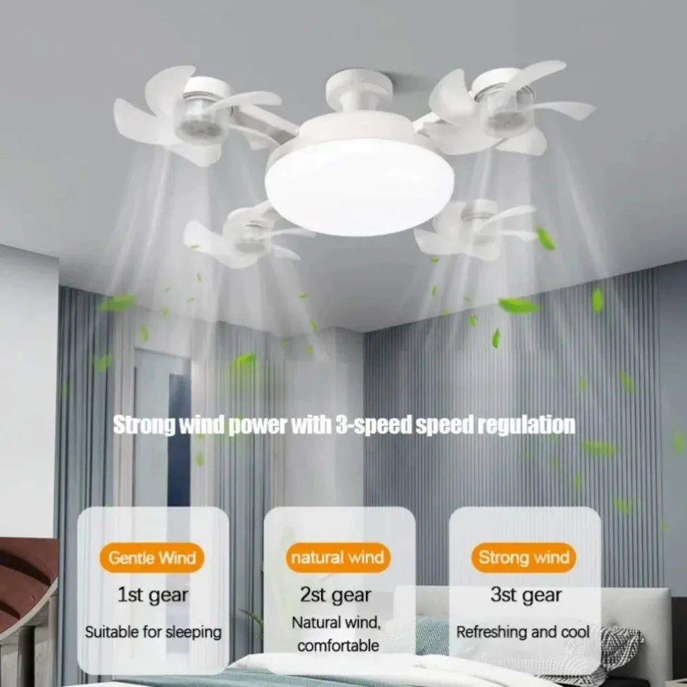E27 LED Ceiling Fan Light with Remote Control Dimmer Function 50 60W Ceiling Light Drone Shaped Fan Light for Living Room Study