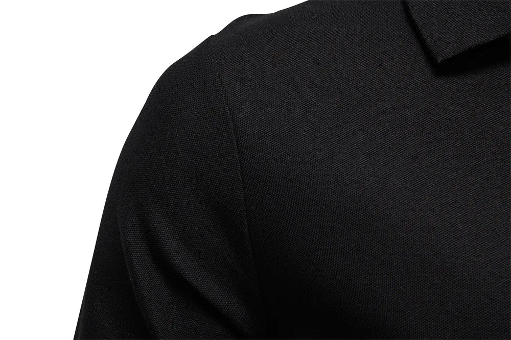 2025 Autumn New Men's Deer Embroidery Cotton Rich Blend Breathable Polo Shirts Long Sleeve Social Business Golf Polo Shirts Male