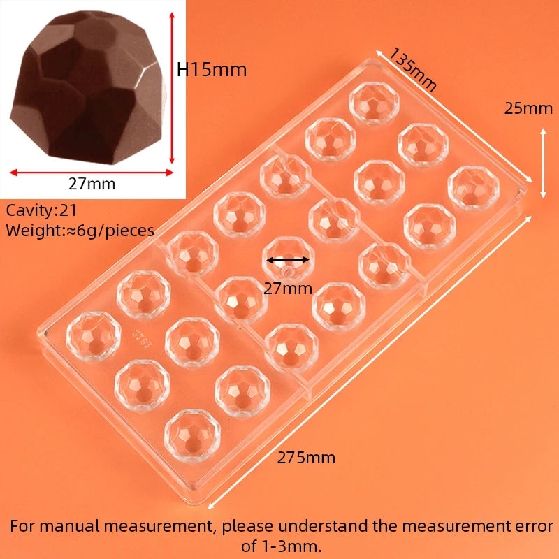 Chocolate Mold Polycarbonate Sphere Diamond Chocolate Bonbons Candy Bar Bakery Confectionery Baking Pastry Tools