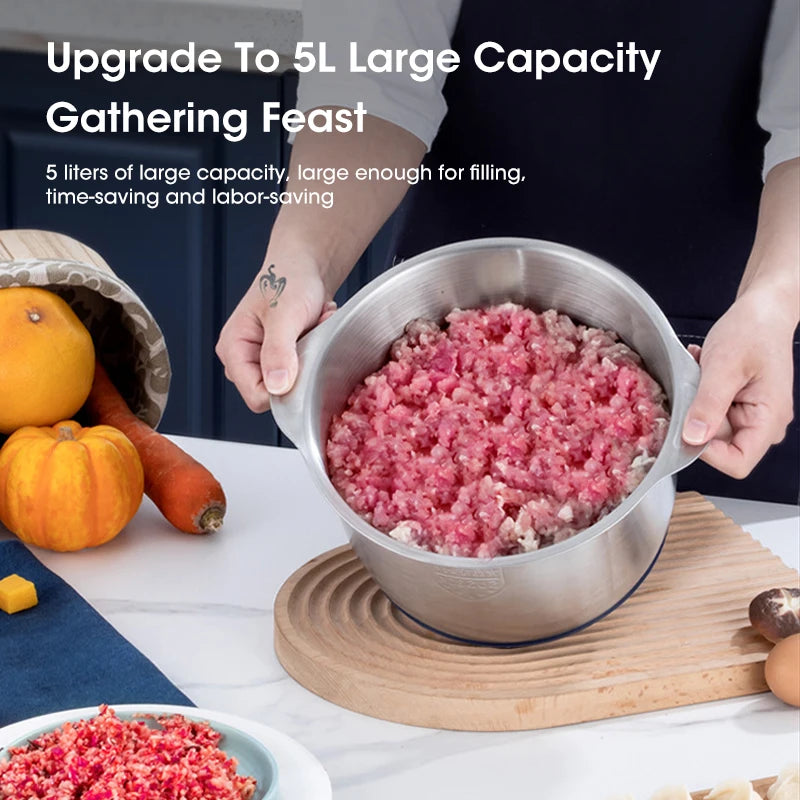 High-capacity electric food grinder for professional household cooking.