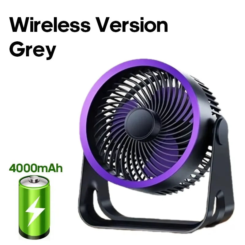 Cordless Electric Fan 3600mah Wireless Portable Air Circulator Fan Desktop Wall Ceiling Air Cooling Cooler Quiet Ventilator