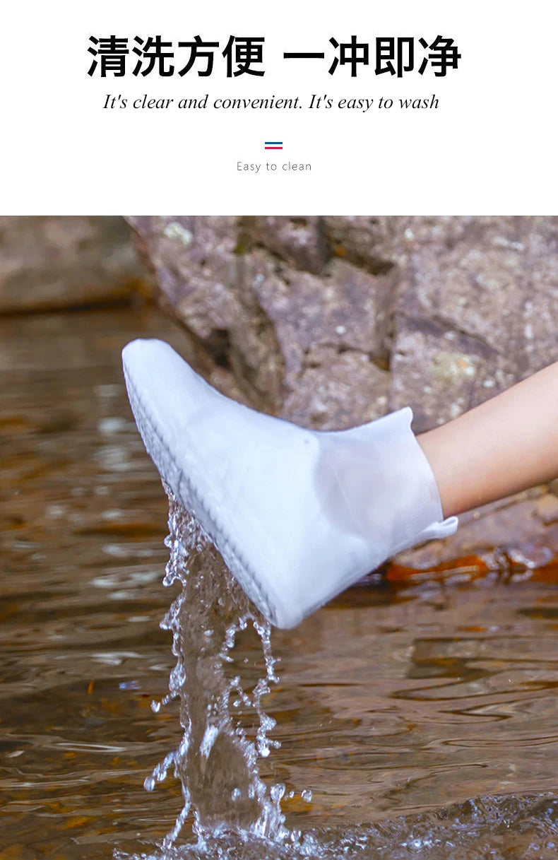 Waterproof Silicone Shoe Cover High Top Rain Boots Cover Non Slip Overshoes Unisex Rubber Water Resistant Footwear Rainy Day