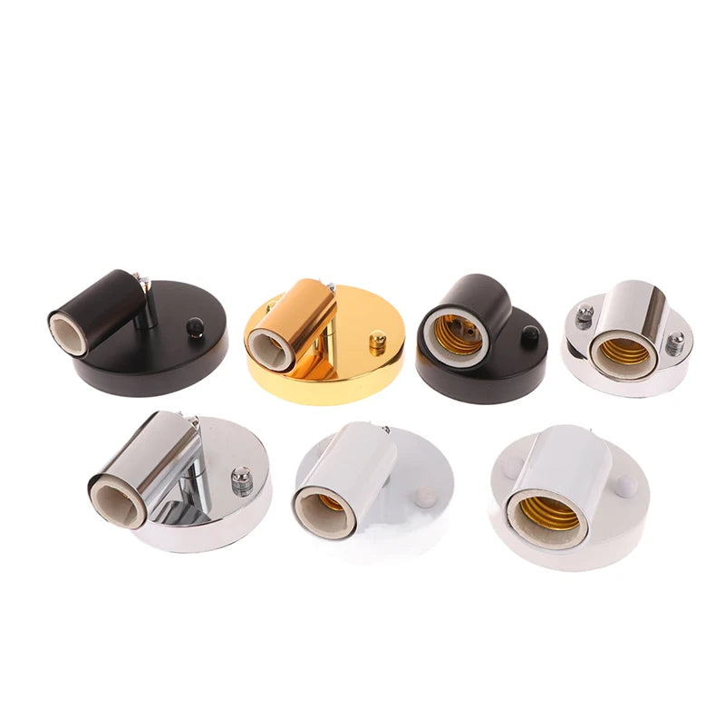1Set Vintage E27/E14 Wall Lamp 180 Degree Rotation Socket Holder Adapter Iron Celling Light Sconces Adjustable Metal Lamp Base