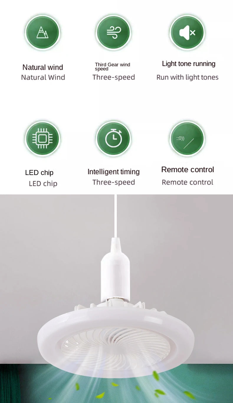30w Ceiling Fan With Lighting Lamp E27 Converter Base With Remote Control For Bedroom Living Home Silent AC 85-265v