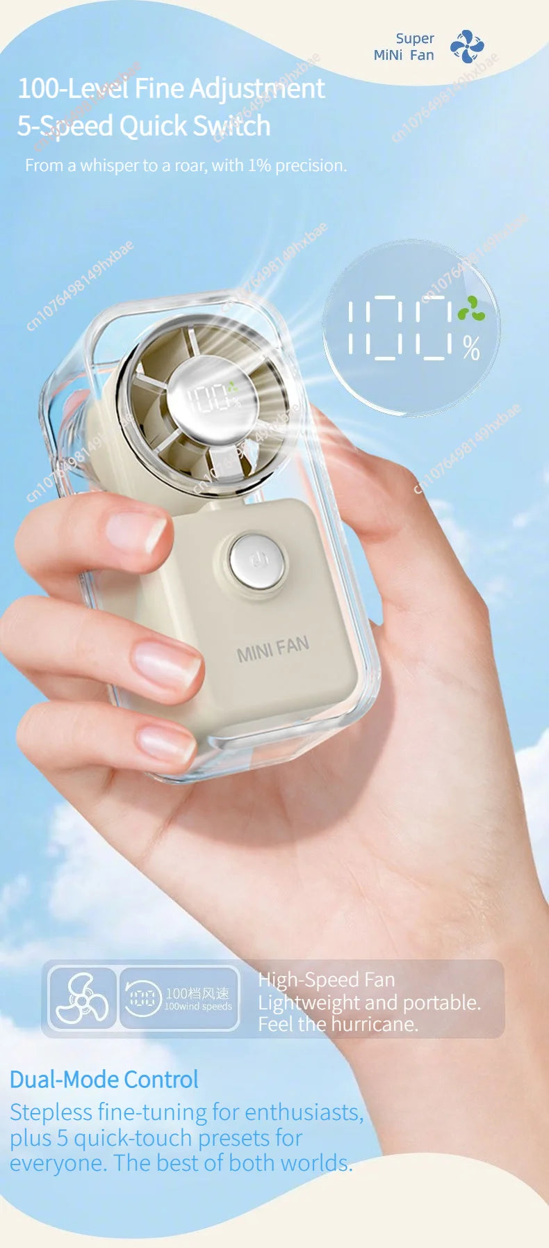 Portable mini fan | silent | long battery life/mini handheld fan, portable USB charging pocket fan, 5-speed silent cooling fan