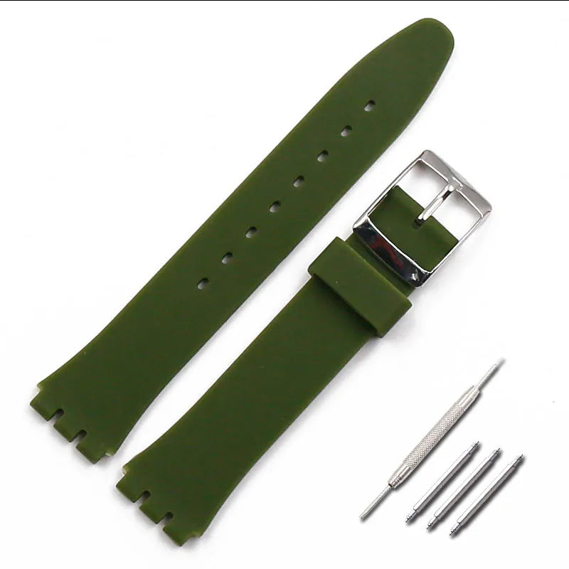 17mm 19mm silicone watch band compatible for Swatch Suob704 Suow701 Gw164 Gb274 sports rubber watch strap wristband bracelet