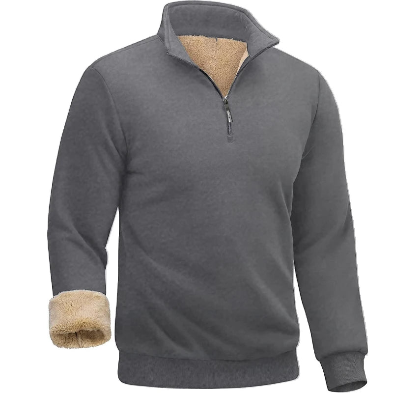 3 Pack Men's Long Sleeve Zip Thick Pullover Winter Warm Sherpa Lined TShirt Men Autumn Outdoor Heavyweight Sweatshirts US SIZE
