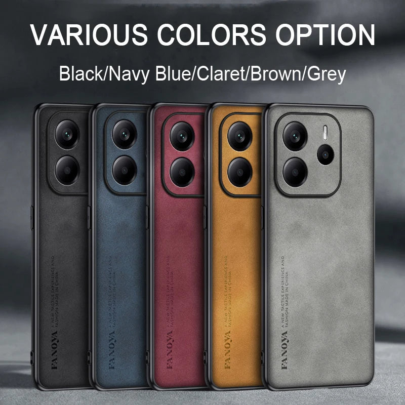 For Xiaomi Redmi Note 14 5G Skin Feel Shockproof Matte Leather Case Soft Back Cover Funda For Redmi Note 14